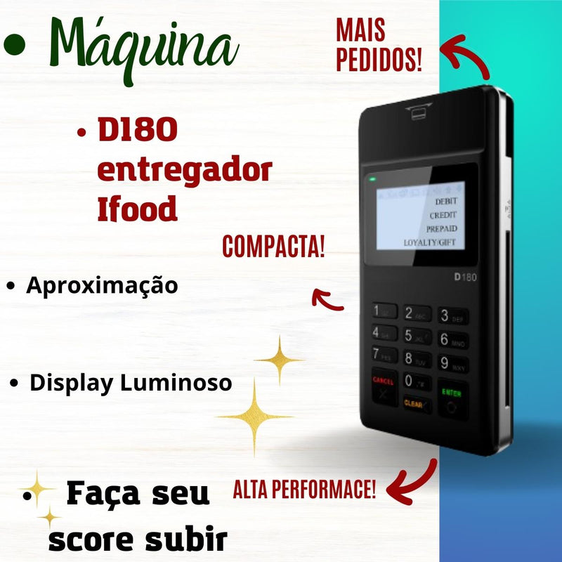 Máquina Cartão Com Aproximação Para Entregador Ifood D180c D180 Original TECTOY com Garantia